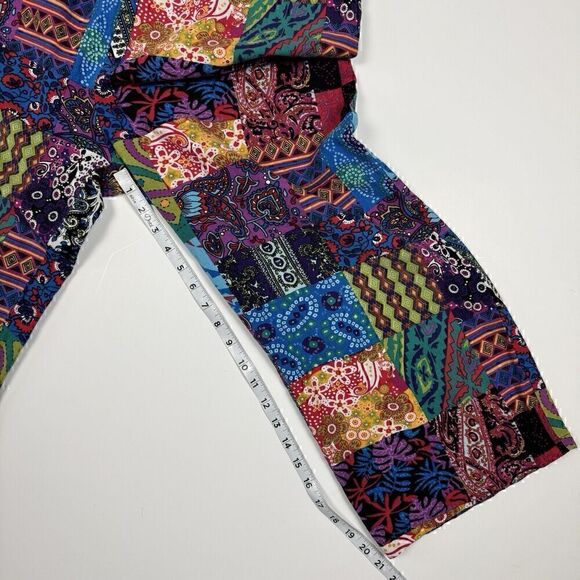 Camsa Bright Boho Oversized Patchwork Color Block Hippy Cropped Overalls, Sz. M - Picture 11 of 12